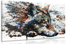 Εικόνα λύκου σε σχέδιο ακουαρέλας - 120x80