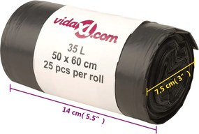 vidaXL Σακούλες Απορριμμάτων 250 τεμ. Μαύρες 35 Λ.