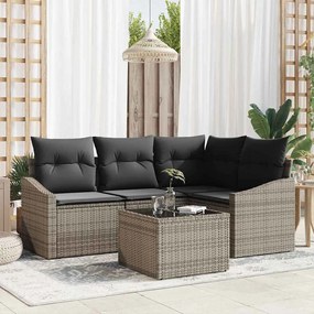 vidaXL Σετ Καναπέ με μαξιλάρι 5 pcs Γκρι συνθετικό ρατάν