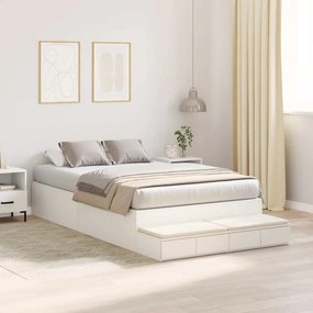 vidaXL Κρεβάτι με αποθηκευτικό χώρο Λευκό 120 cm Επεξεργασμένο ξύλο