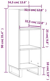 Ντουλάπι Καφέ Δρυς 34,5x32,5x90 εκ. Επεξεργασμένο Ξύλο - Καφέ