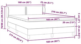 Κρεβάτι Boxspring με Στρώμα Μαύρο 160x210 εκ. Βελούδινο - Μαύρο