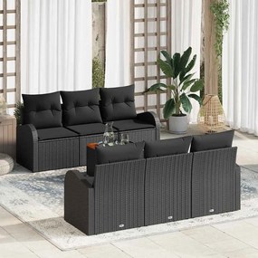 vidaXL Σετ Καναπέ Κήπου 7 pcs Μαύρο Πολυ ράταν