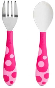 Κουτάλι Και Πιρούνι Βρεφικό (Σετ 2τμχ) 11404 Pink Munchkin 2 τμχ Metal, Plastic