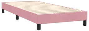 vidaXL Κρεβάτι Boxspring με Στρώμα Ροζ 80x220 εκ. Βελούδινο