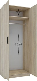 Ντουλάπα Δίφυλλη Simple Σονόμα 80x52x205cm