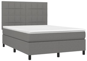 vidaXL Κρεβάτι Boxspring με Στρώμα Σκούρο Γκρι 140x190 εκ. Υφασμάτινο