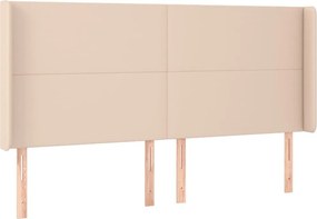 vidaXL Κρεβάτι Boxspring Στρώμα&amp;LED Καπουτσίνο 200x200 εκ. Συνθ. Δέρμα