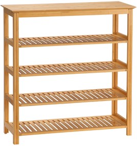 HOMCOM Ράφι Παπουτσιών με 4 Ράφια, Μπαμπού, Πλακέ, έως Μέγεθος EU 45, Φυσικό