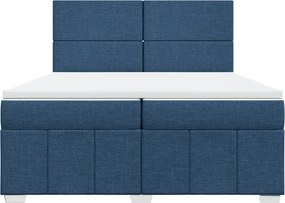 vidaXL Κρεβάτι Boxspring με Στρώμα Μπλε 200x200 εκ. Υφασμάτινο