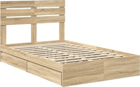 vidaXL Κρεβάτι Αποθήκης Δρύς Sonoma 135 x 190 cm Επεξεργασμένο ξύλο