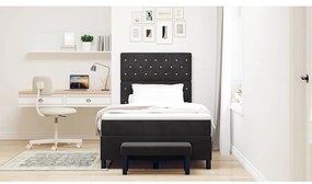 vidaXL Κρεβάτι με ελατήρια με στρώμα Μαύρο 120 x 190 cm Βελούδο