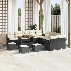vidaXL Σετ Καναπέ Κήπου 14 pcs Μαύρο συνθετικό ρατάν