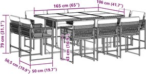 vidaXL Σετ Τραπεζαρίας Κήπου 11 τεμ Μαύρο από Συνθ. Ρατάν με Μαξιλάρια