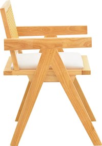 Πολυθρόνα Winslow pakoworld rubberwood σε φυσική απόχρωση-ύφασμα λευκό 51x54x80εκ