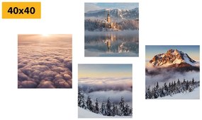 Σετ εικόνων χειμερινή φύση με σύννεφα