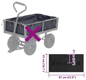 vidaXL Επένδυση Καροτσιού Κήπου Μαύρη 81 x 41 x 21 εκ.Υφασμάτινη