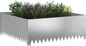 vidaXL Περίγραμμα γκαζόν 4 τμχ. 100 x 100 x 35 cm Ατσάλι Ασημί