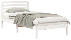 vidaXL Σκελετός Κρεβατιού Λευκό 90 x 220 cm Μασίφ ξύλο πεύκου
