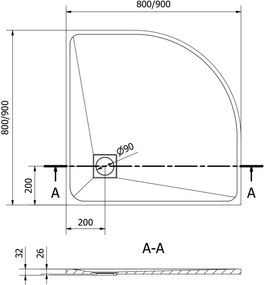 Mexen Bert ντουζιέρα ημικυκλική SMC 80 x 80 cm, λευκή - 4KR108080