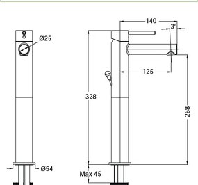 Eurorama Tonda Black Matt 145310P – Μπαταρία επιτραπέζιου νιπτήρα