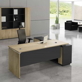 PROJECT Γραφείο Αριστερή Γωνία, Απόχρωση Sonoma - Γκρι   1τμχ