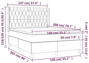 ΚΡΕΒΑΤΙ BOXSPRING ΜΕ ΣΤΡΩΜΑ &amp; LED ΑΝ.ΓΚΡΙ 140X200 ΕΚ. ΒΕΛΟΥΔΙΝΟ 3139745