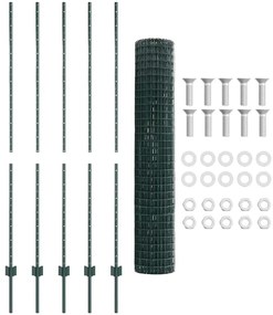 vidaXL Σετ Φράκτη Κήπου Πράσινο Φράκτης 10 x 1.5 μ Χάλυβας με πούδρα