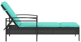 vidaXL Ξαπλώστρα με μαξιλάρι Μαύρη 63x200x81 εκ Πολυ Ρατάν