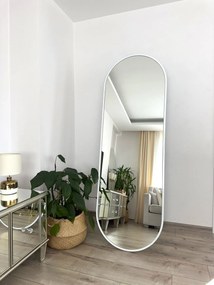 Stewehome Καθρέφτης Δαπέδου Μεταλλικός Οβάλ με Βάση για Σπίτι λευκό 180x60 cm