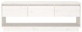 vidaXL Έπιπλο Τηλεόρασης Λευκό 110,5x34x40 εκ. από Μασίφ Ξύλο Πεύκου