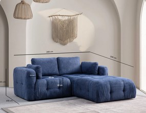 Corner Sofa Amaris 2 Seater With Pouffe - Navy Blue Navy Blue