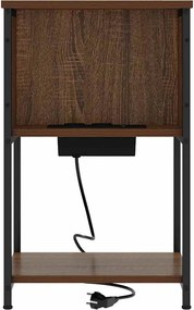 vidaXL Κομοδίνο Καφέ δρυς 38 x 31 x 61 εκ Επεξεργασμένο ξύλο