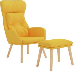 vidaXL Πολυθρόνα Relax Κίτρινη Μουσταρδί Υφασμάτινη με Υποπόδιο