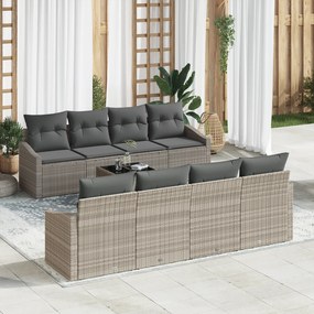 vidaXL Σετ κήπου  7 τεμαχίων με μαξιλάρια Ανοιχτό γκρι Πολυρατάν