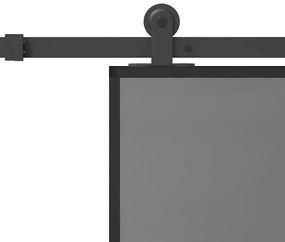 vidaXL Συρόμενη πόρτα με σετ υλικού 76x205 cm από γυαλί&Αλουμίνιο
