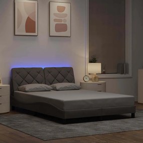 vidaXL Πλαίσιο κρεβατιού με LED χωρίς στρώμα Taupe 140x190 cm Ύφασμα