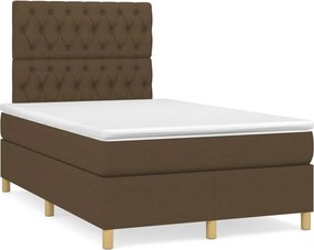 vidaXL Κρεβάτι Boxspring με Στρώμα Σκούρο Καφέ 120x200 εκ. Υφασμάτινο