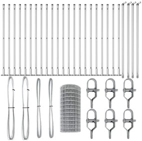 vidaXL Φράχτης με Στήλες. Ασημί 0.6 x 50 μ. Ατσάλι