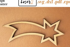 Σετ των 2 Intra απο ξύλο plywood 3mm-4mm πάχος - Χριστουγεννιάτικη διακόσμηση Comet για Δίασταση 20x20 cm INTRAFABR-84049835