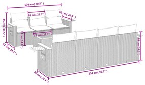 Σαλόνι Κήπου Σετ 8 τεμ. Μπεζ Συνθετικό Ρατάν με Μαξιλάρια - Μπεζ