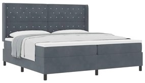 vidaXL Κρεβάτι με ελατήρια Σκούρο γκρι 200 x 200 cm Βελούδο