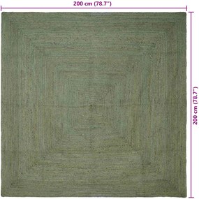 vidaXL Χαλιά χώρου τετράγωνο Λαδί 200 x 200 cm Γιούτα