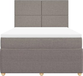 vidaXL Κρεβάτι Boxspring με Στρώμα Taupe 140x200 εκ. Υφασμάτινο