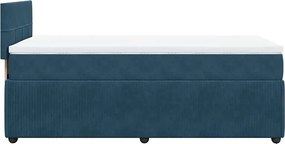 vidaXL Κρεβάτι Boxspring με Στρώμα Μπλε 90x200 εκ. Βελούδινο