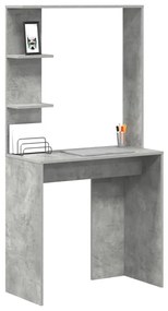 vidaXL Γραφείο με ράφι Γκρι σκυροδέματος 78.5 x 37 x 154.5 εκ