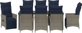 vidaXL Σετ τραπεζιού και καρέκλας 9 τμχ. Γκρι Ράτα PE