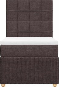 vidaXL Κρεβάτι Boxspring με Στρώμα Σκούρο Καφέ 100x200 εκ. Υφασμάτινο