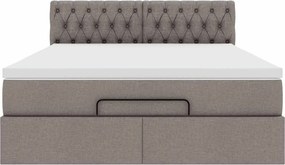 vidaXL Οθωμανικό κρεβάτι με στρώμα Taupe 140x200cm ύφασμα