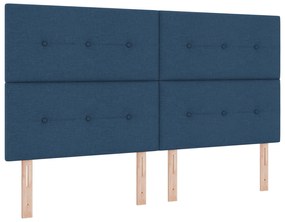 vidaXL Κρεβάτι με Υποστήριξη και Πάγκο Μπλε 180x200 εκ. Ύφασμα